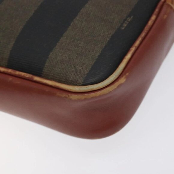 FENDI Pecan Canvas Shoulder Bag Brown Black Auth - Picture 13 of 16